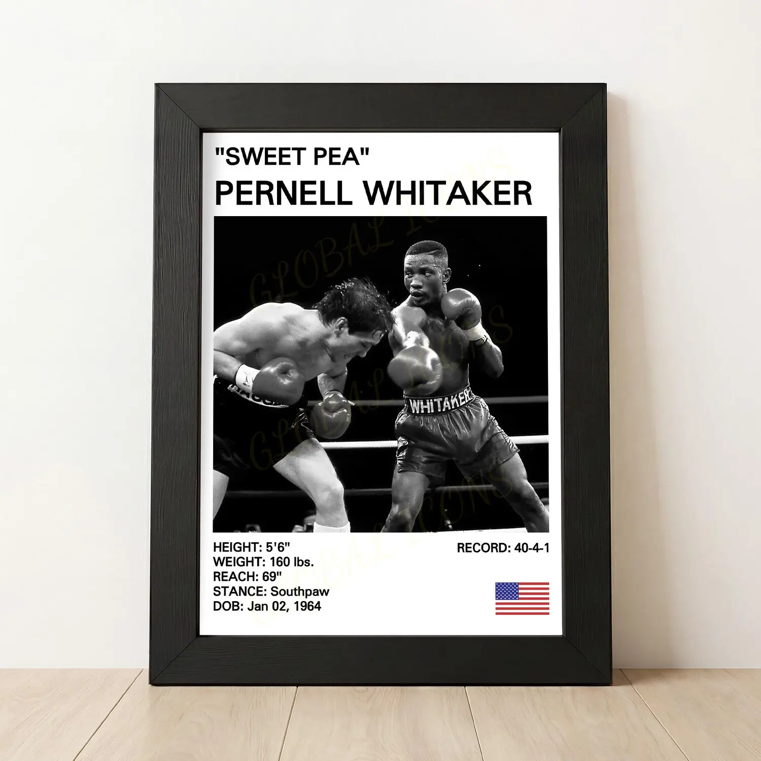 Pernell Whitaker Boxing Poster, Pernell Whitaker Print, Boxing