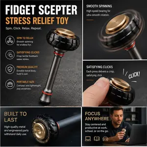 Edc Finger Spinner Magic Wand, Ratchet Windmill Rotating Gyro, Adult Stress Relief Toy, Magnetic Metal, Perfect for Relaxation