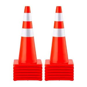 VEVOR Safety Cones, 28 in/73 cm Height, 12 PCS PVC Orange Traffic Cone with 2 Reflective Collars and Weighted Base, Used for Traffic Control, Driveway Road Parking and School Improvement