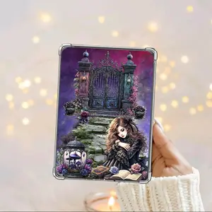 Gothic Iron Gate Kindle Insert | Moody Dark Fantasy E-Reader Insert | Secret Garden Cemetery Aesthetic | Dark Romance Clear Case Kindle Insert