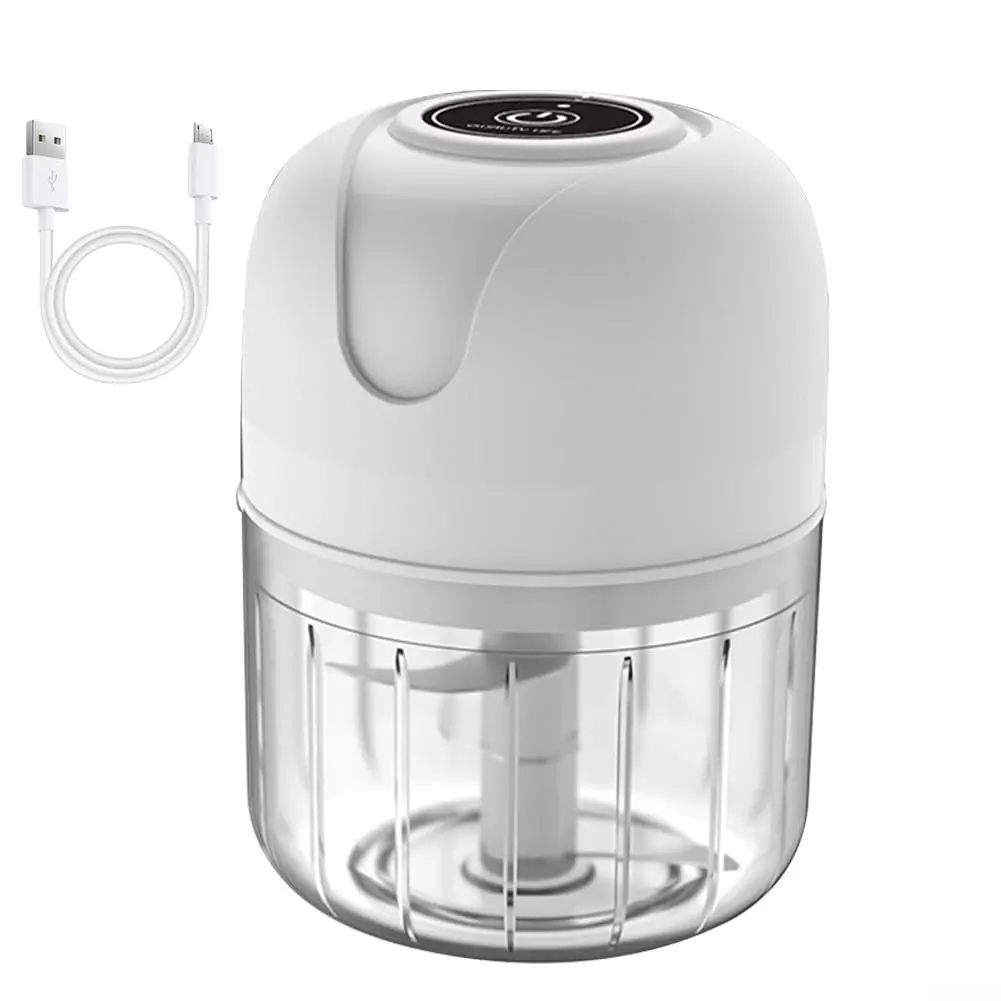 250ML Electric Garlic Chopper - USB Rechargeable Mini Kitchen Vegetable Chopper, Stainless Steel Blades, Auto Crush, Fast Motor, Multifunctional Portable Rotary Tool for Outdoor Use, Rotary Vegetable Chopper
