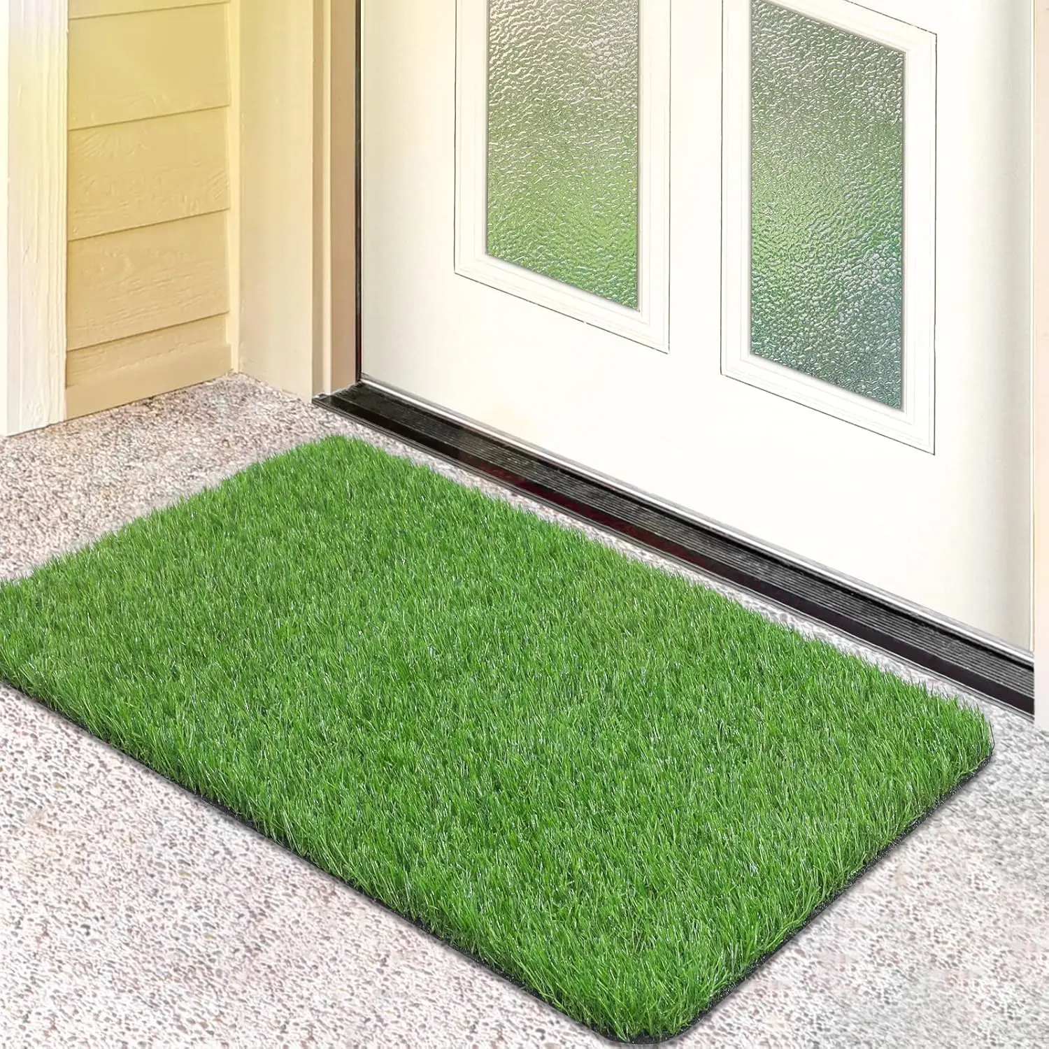 Artificial Grass Door Mat - Turf Grass Front Door Mats, 17” x 30”, Realistic Fake Grass Rug for Home Decor, Outdoor/Indoor Use