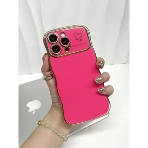 Durable Silicone Cellphone Casing - Shockproof Protector with Cute Wave Design, Love Heart Raised Camera Protection, Shiny Wireless Handheld Cover, Customized Waist Beads Included for Mobile Phone Accessories