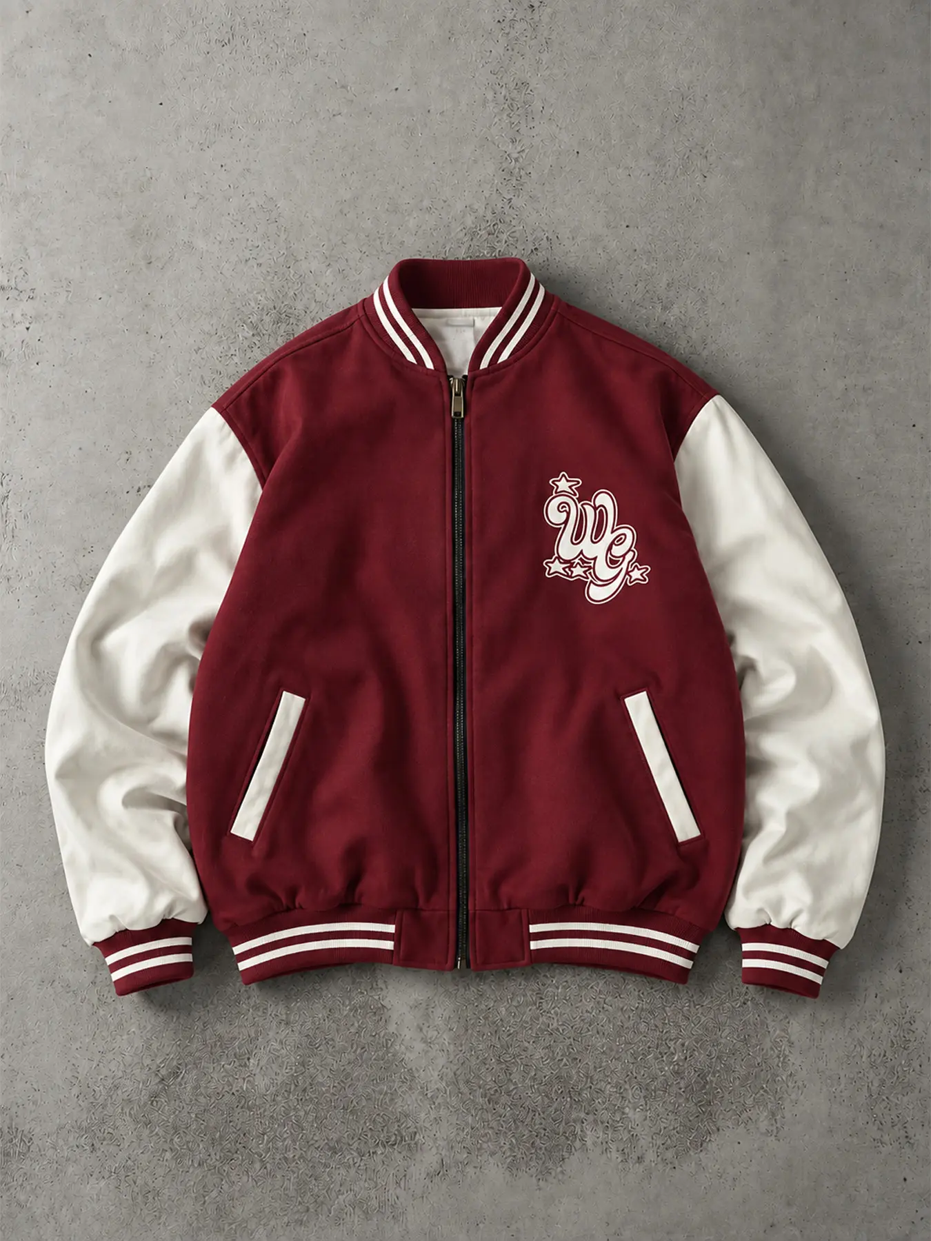 Men's Varsity Letterman Bomber Jacket - 100% Polyester, Contrast Sleeves, Ribbed Baseball Collar, Zip Front for Fall Outfits