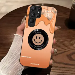 Cute Smile MagSafe Case for【Galaxy S23 Ultra】 | Glitter Gradient Phone Case with Lens Protection | Cute Aesthetic Accessory.666