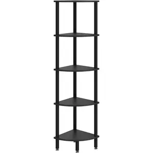 IBUYKE 5 Tier Corner Shelf Stand,Industrial Corner Display Rack,Corner Bookshelf for Living Room, Bedroom, Kitchen, Home Office, Black WBC010B : Home & Kitchen