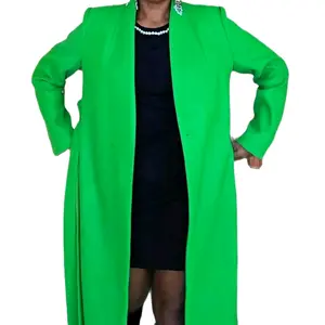 Timeless Elegant Solid Overcoat in Vibrant Yellow with Bow Detail for Classic Style Long Sleeve Chic Outerwear Formal Lightweight Minimalist Womenswear Jacket