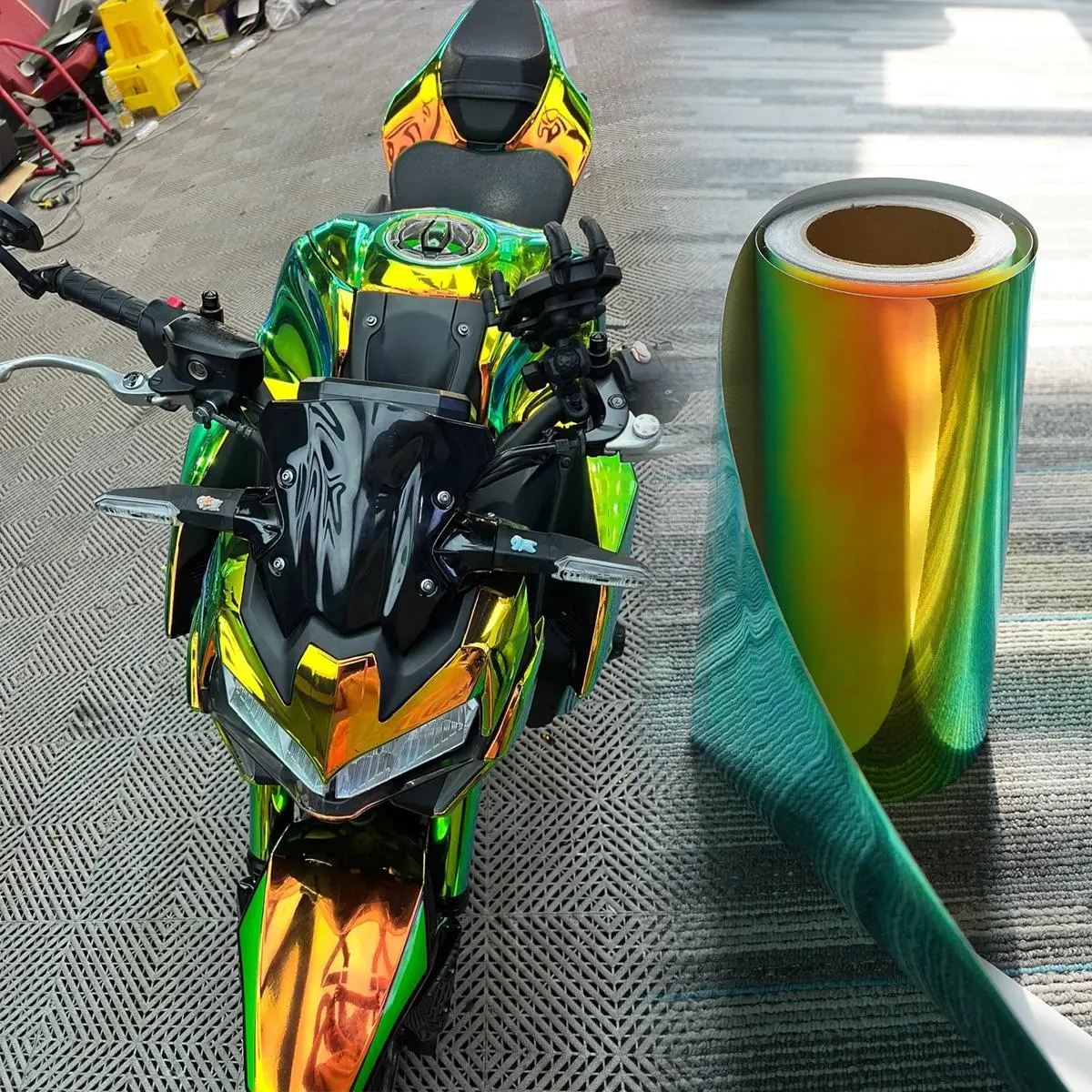 Rainbow Electroplated Car Vinyl Wrap Film, Gloss Rainbow Mirror Finish, Self Adhesive Air Release Car Sticker for Cars, Motorcycles & Electric Vehicles, DIY Decal Film, Vehicle Exterior Decoration, Car Wraps, Cool Car Decoration, Decals For Vehicles