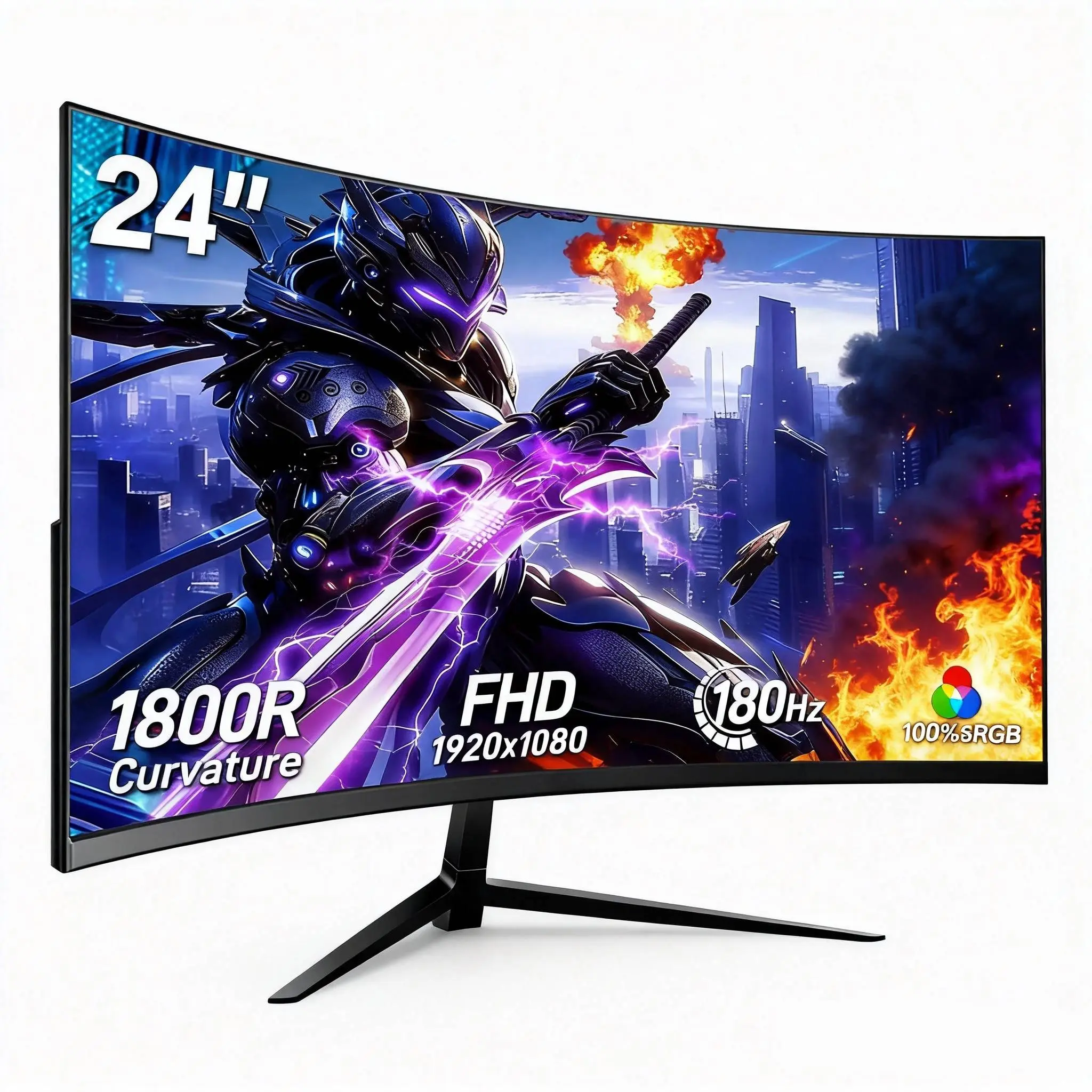 24" Curved IPS Gaming Monitor FHD 1080P 180Hz 1ms FreeSync, Ultra Thin VESA Mountable for PC PS5 Xbox, Black Friday Edition