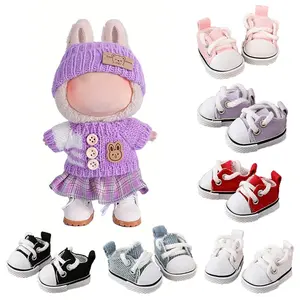 For LABUBU 15/17cm Cotton Dolls Shoes Toys Casual Sports Canvas Shoes Martin Boots Dolls Accessories for labubu outfits Clothes For Dolls (No doll)