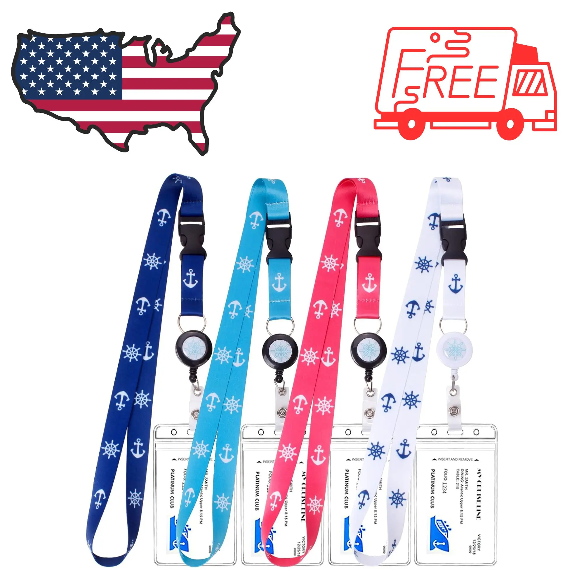 Retractable Waterproof Lanyard with ID Badge Reel Holder & Detachable Buckle
