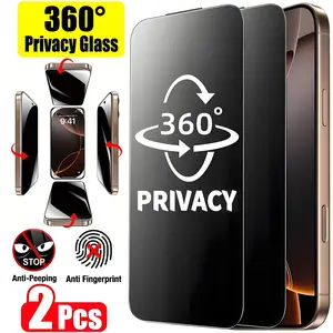 2-Pack 360 Privacy Screen Protector for iPhone 17 Pro Max/17 Pro/16/15 Pro/14/13/12/11, Anti-Scratch, Full Coverage, 360° Privacy Protection
