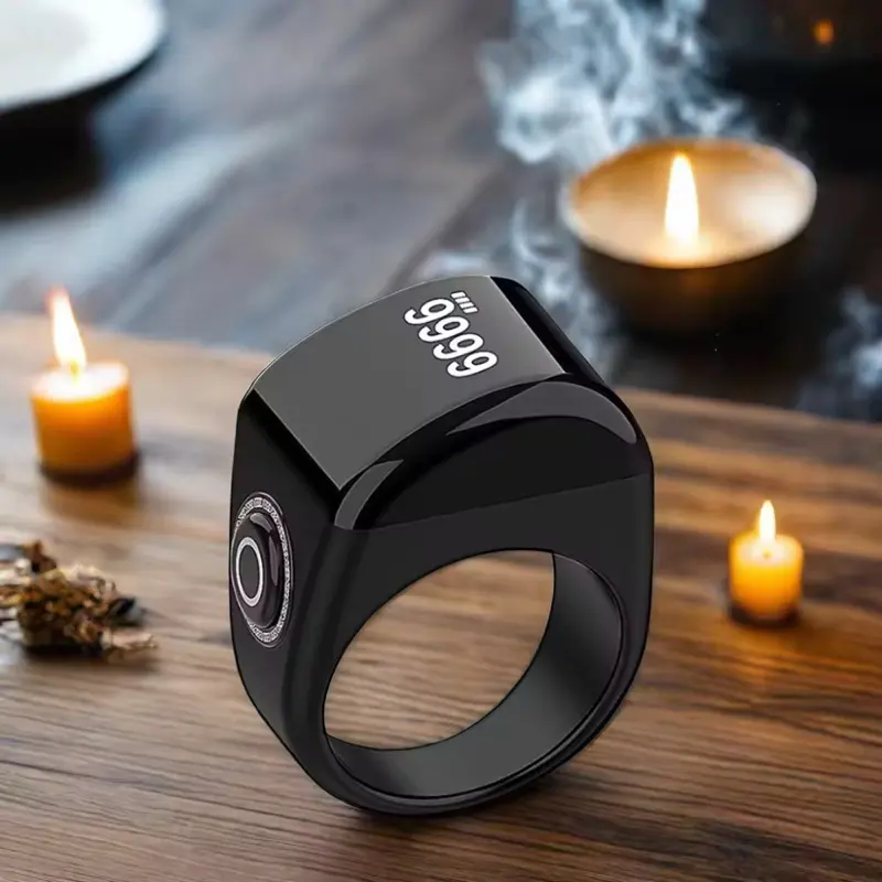 Ring Counter QB702 Lite Muslim Tasbeeh Zikr Ring Islamic Plastic Azan Rechargeable Counter Ring for Daily Prayer