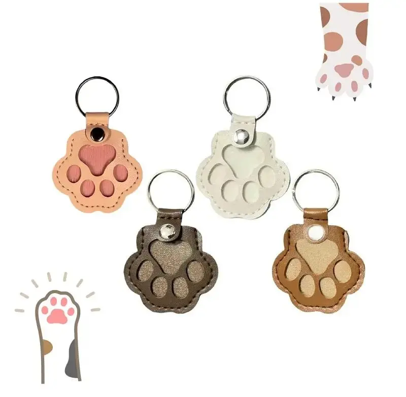 Pet Lover Leather Keychain Hanger - Cartoon Paw Animal Charm, Collectible Commemorative Creative Decoration, Dog & Cat Pet Supplies Neck Accessory for Animals, All Seasons