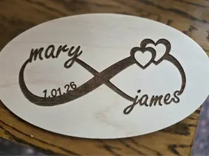 Laser Engraved Wedding/Anniversary Infinity Names Plaque