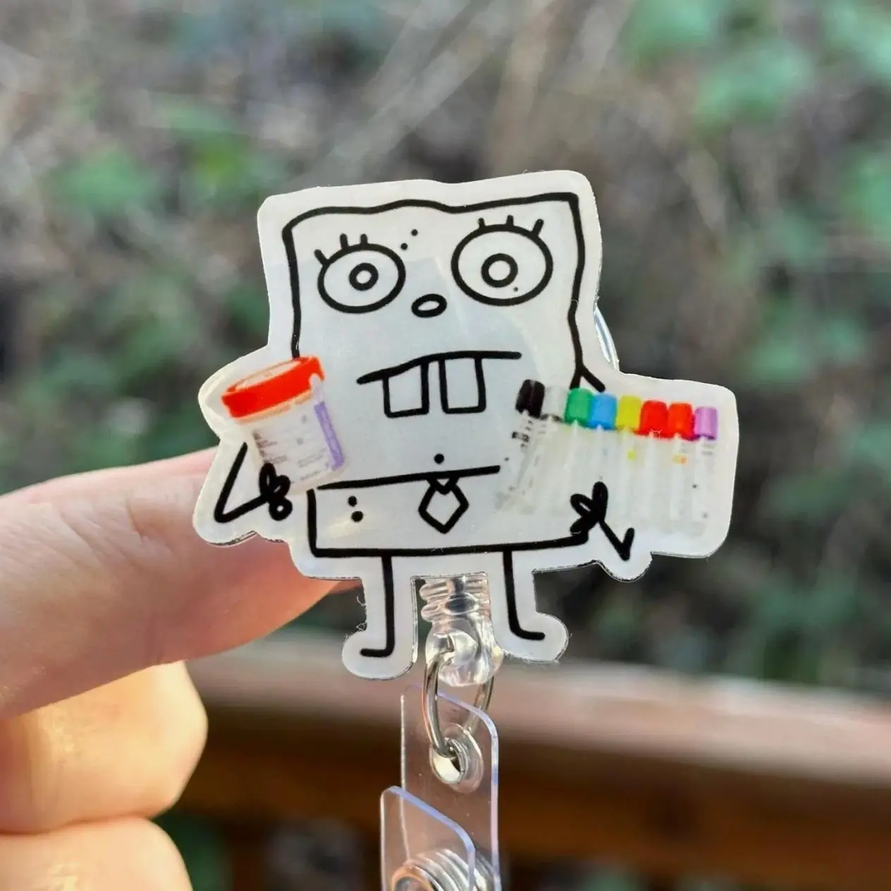 Cartoon Doodle Specimen Cup and Lab tubes-Badge Reel