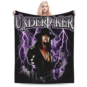 Wrestling-themed printed flannel blanket - suitable for all seasons, beds, sofas, cars, and travel - lightweight and warm, ideal gift.