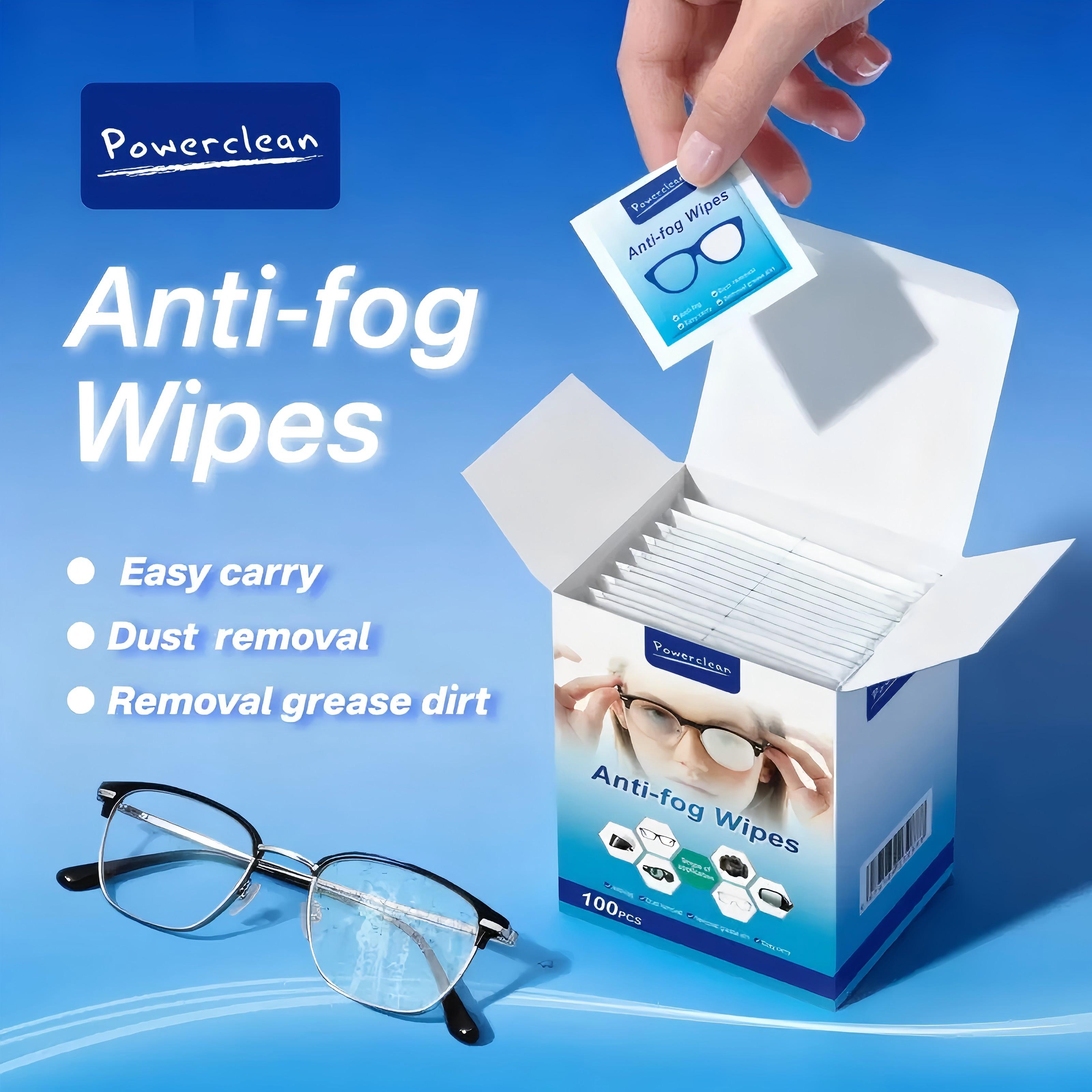 CELLOVER Anti Fog Lens Wipes 100 pcs IndividuallWrapped Streak Free Cleaner for for Eyeglasses, Sunglasses, Goggles, Screen, Phone, Individually Wrapped Eye Glasses Cleaner