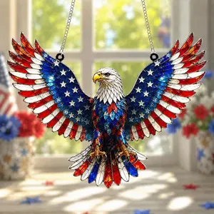 Stained Glass Patriotic Eagle Suncatcher , USA 250th Anniversary Suncatcher, Eagle Flag Window Hanging, Independence 4th of July Decor