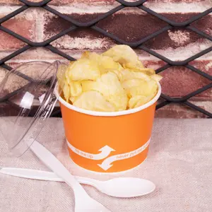 [1,000 ct] 12 oz Paper Food Containers | 100 mm | Orange