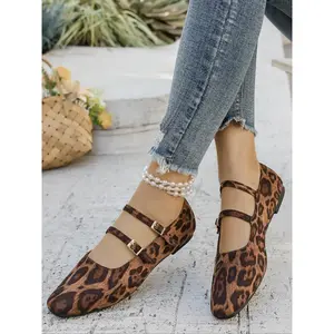 Women's Fashion Leopard Print Slip on Flats, Casual Comfortable Flat Shoes for Daily Wear, Lightweight Breathable Shoes for Women & Girls