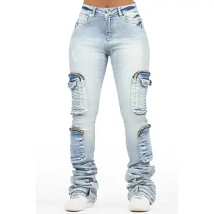 Alisson Light Wash Cargo Super Stacked Jean
