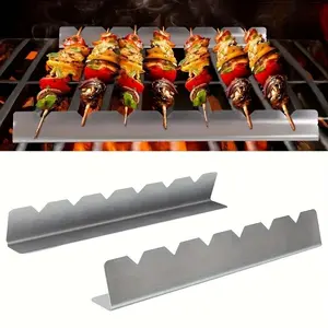 2-Piece Multipurpose Skewers Rack, Non-Deforming Stainless Steel Barbecue Skewer Holder, Perfect for Kitchen Yard and Camping