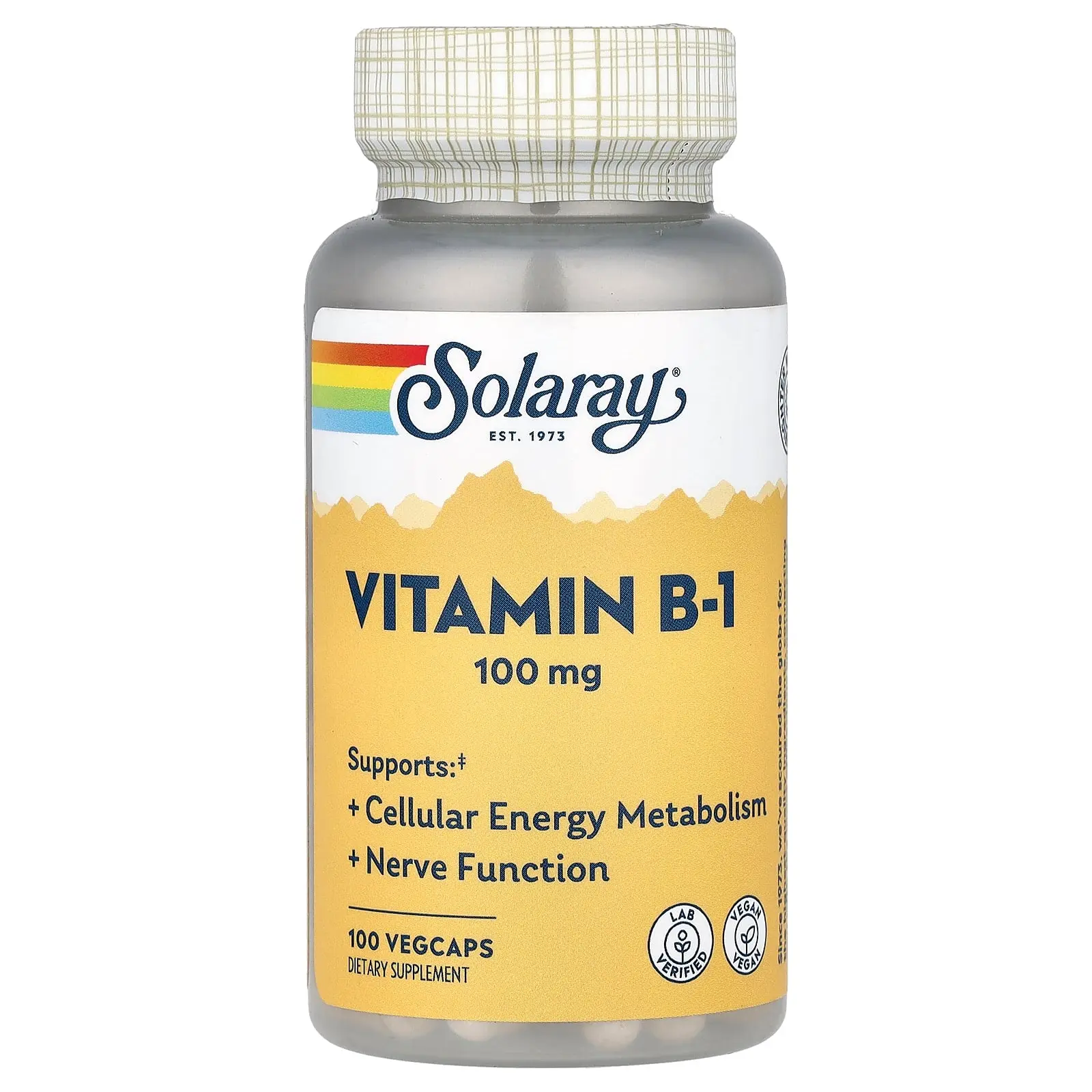 Solaray Vitamin B-1, 100 mg, 100 VegCaps Solaray Vitamin B-1, 100 mg, 100 VegCaps