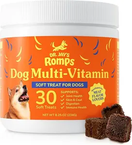 Dr Jay's Romps Multivitamins Dog Chews - Collagen to Help with Joint Health, Digestion, Skin & Coat - Vitamins and Supplements to Boost Immune System - Perfect Treats for Pets - 30 CT