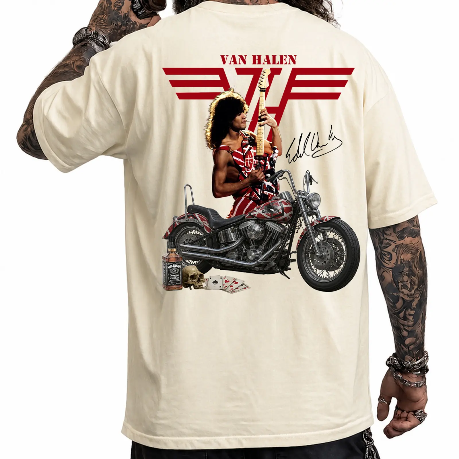 EVH Biker Rock Comfort Color Graphic Printed Tee Ring-Spun Cotton Soft-Washed T-Shirt Trendy Tops Perfect Gift