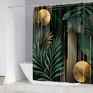 1/4 Bohemian style bathroom set, Bathroom decoration accessories, Shower curtain sets, including soft floor mats, toilet seat cushions, shower curtains, floor mats rebound well, absorb water, prevent slipping