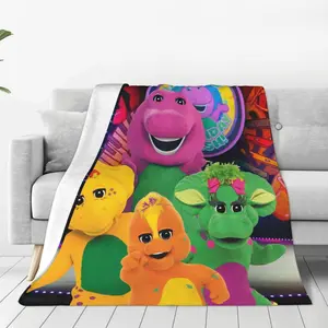 Barney And Friends Super Soft Blanket Cute Blanket All Season Flannel Fleece Blanket for Bed Living Room Bedroom for Kids Adult Gift 40"x30"