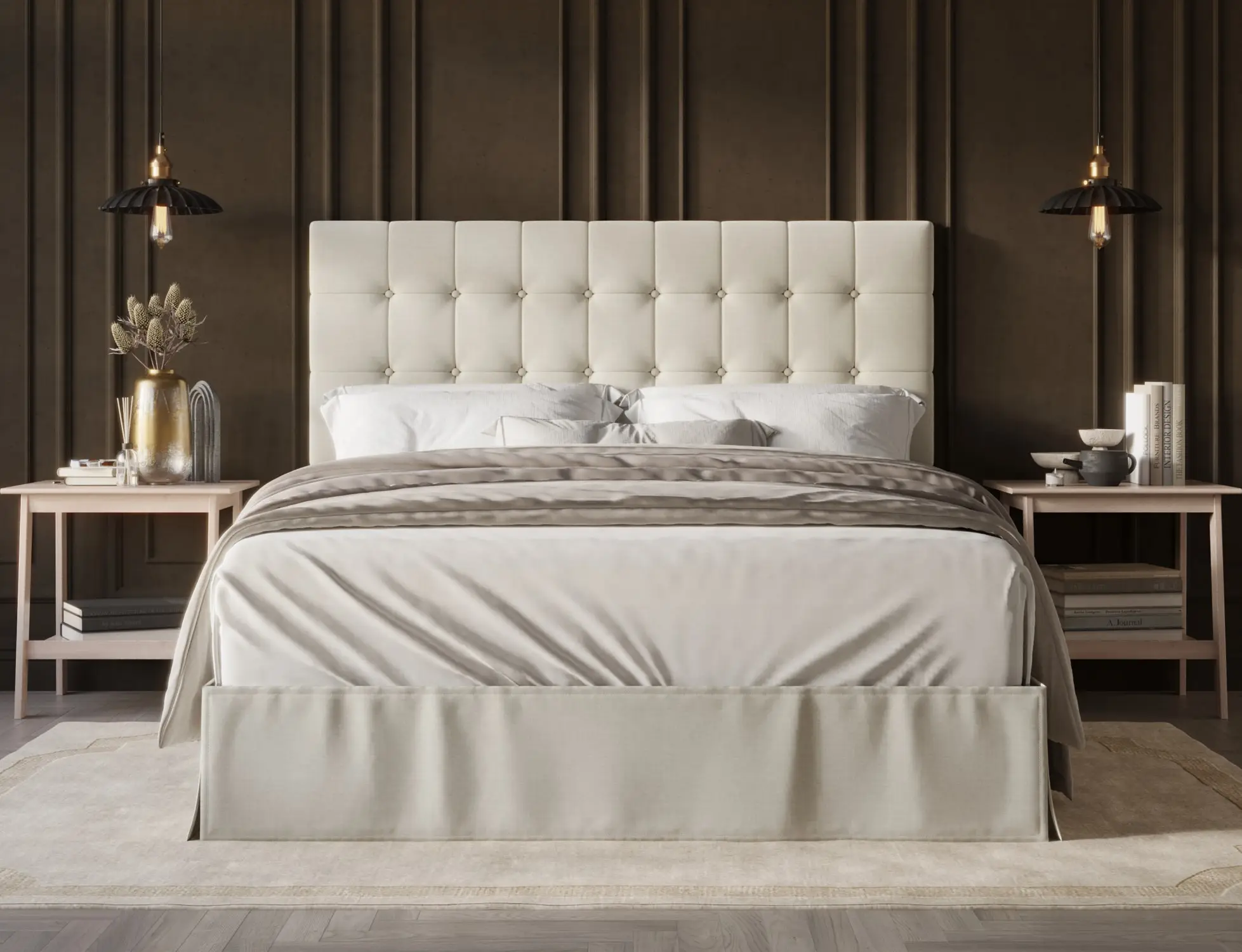 Favorer Larry Tufted Upholstered Panel Bed - Box Spring Required, Available in Multiple Sizes