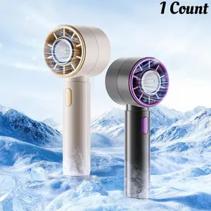 Portable Handheld Fan, USB Rechargeable Mini Turbo Fan, Smart Digital Display Wind Speed Adjustable Fan for Travel Outdoor Camping, Rechargeable Cooling Fan, USB Charging Fan, USB Fans
