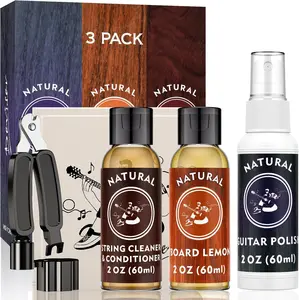 Guitar Cleaning,All IN ONE Kit,fretboard Lemon oil,Polish,Guitar String-cleaner,Guitar string winder,Cleaning cloth for guitar cleaning and maintenance