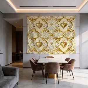 1 Piece Baroque Sacred Heart Cross Print Tapestry, HD Digital Printed Wall Hanging Tapestry, Soft Lightweight Fadeless Tapestry, Multipurpose Decorative Tapestry for Bedroom, Living Room and Dorm