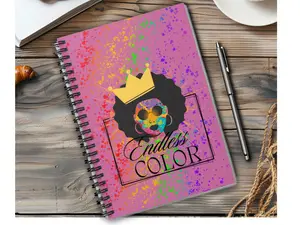 Endless Color Afro Girl Sunglasses Rainbow Spiral Notebook - Pink