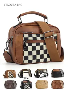 1pc Vintage Checkered Crossbody Bag for Women, Large Capacity Shoulder Handbag with Multi-Zipper Compartments, Stylish Camera Bag Fits Phone, Wallet & Cosmetics, Lightweight Durable Design, Perfect for Travel, Work, Daily Use & Gift