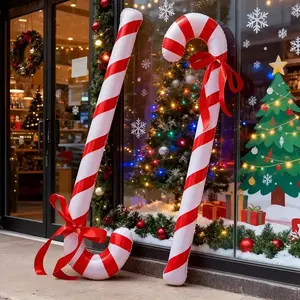 Giant Christmas Inflatable Cane Sugar + Ribbon Set, 45.27 Inch Fun PVC Christmas Yard Decorations, Giant Cane Balloons (45.27 X 11.81 Inches)