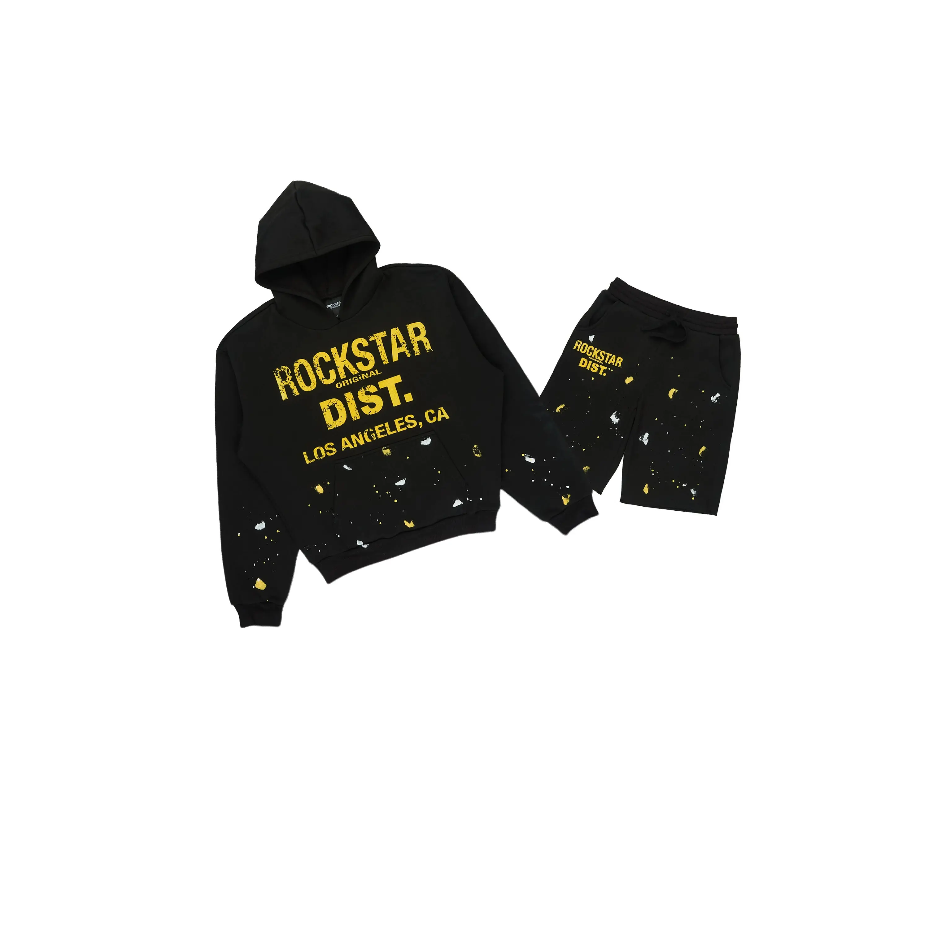 Boys Scottie Black/Yellow Hoodie Short Set
