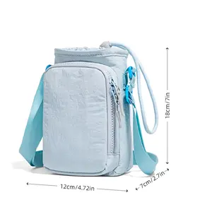 Nylon Crossbody Bag with Adjustable Strap, Phone and Bottle Pocket | Zipper Closure, Minimalist Bag Design, Everyday Carry Bag | Pouch Cycling Fitness Running Outdoor Portable Bag Water Cup Cover Crossbody Bag