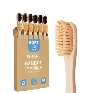 Bamboo Toothbrushes 12 Pack Natural Toothbrushes BPA Free Soft Bristles Toothbrush Eco Friendly Charcoal Toothbrush for Travel