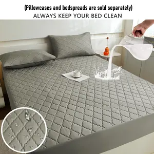 Waterproof Mattress Cover Soft Dustproof Bedspread Comfortable Noiseless Home Textile for Bedroom Apartment Rental Lightweight Microfiber Reversible Bedding