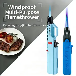 2-Pack Windproof Jet Flame Lighter – Adjustable Blue Flame, Butane Refillable – Two Styles – Use at Any Angle – for Kitchen, BBQ And Camping – Gift Box Included (Butane Not Included)