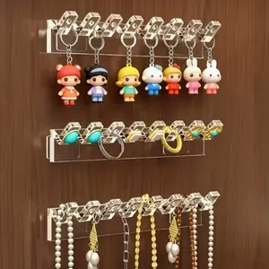 Wall-Mounted Transparent Acrylic Jewelry Hooks, Durable Polished Plastic Multi-Functional Hooks, Space-Saving Storage Solution