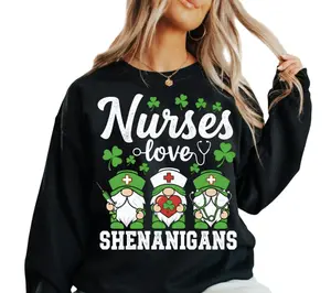 St Patricks Day Nurse Gnomes Sweatshirt T-Shirt, Shenanigans Scrub Saint Pattys Nurse, Nurse St Patricks Day Gifts, St Patricks Nurse, Nursing Hoodie