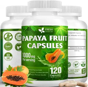 120 Papaya Fruit Extract Capsules| Papain Enzyme| 100% from Natural Papaya Fruit Extract| 500mg per Capsule| 1,000mg per Serving| 60 Days Supply| Vegan Capsulesc Non-GMO, Gluten-Free