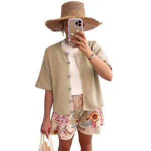 Women's Lightweight Cardigan Short Sleeve Button-Down Summer Cardigan Sweater, Soft Knit Casual Outerwear, Breathable and Comfortable Knit Top for Everyday Wear, Perfect for Spring and Summer