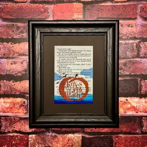 James & Giant Peach Matted Book Page Art Print - Art on Various Pages, Black Picture Mat with Backing Board - Decor Artistic Decoration