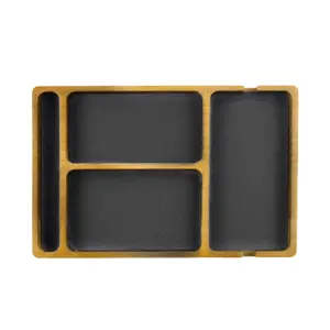 Nightstand & Desk Organizer for Men and Women with Leather Inlay Essentials Catchall Tray for Store Phone Watch Wallet Keys Jewelry